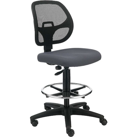 Global Industrial Armless Mesh Drafting Stool, Fabric, Gray, Mid Back 695645GY
